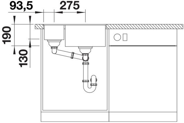 Мойка BLANCO SUBLINE 340/160-U Silgranit серый беж, чаша слева (фото 5) Мойка BLANCO SUBLINE 340/160-U Silgranit серый беж, чаша слева (preview 5)
