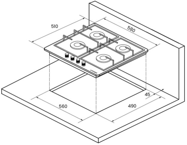 Газовая варочная панель Kuppersberg FQ 62 B (фото 7) Газовая варочная панель Kuppersberg FQ 62 B (preview 7)