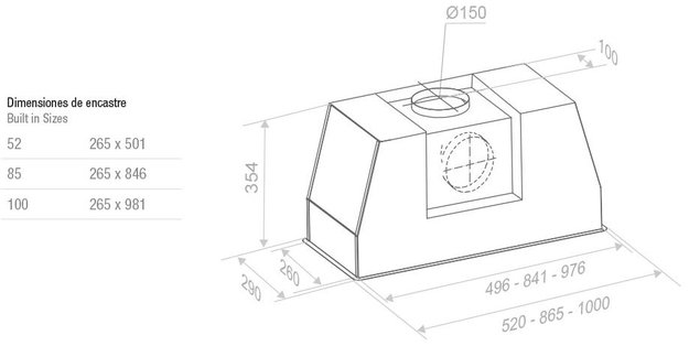 Встраиваемая вытяжка Pando PRO/85 INOX V.1050 SEC PLUS (фото 2) Встраиваемая вытяжка Pando PRO/85 INOX V.1050 SEC PLUS (preview 2)