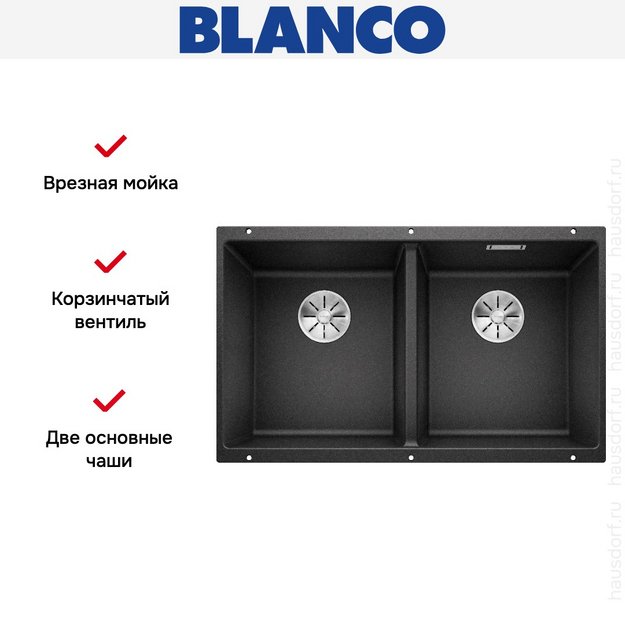 Мойка BLANCO SUBLINE 350/350-U Silgranit антрацит (preview 8)