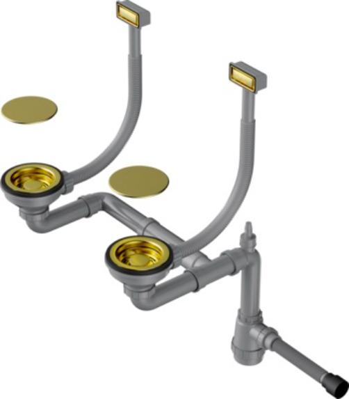 Арматура для двухчашевых моек с прямоугольными переливами Omoikiri WK-2C LG (фото 1) Арматура для двухчашевых моек с прямоугольными переливами Omoikiri WK-2C LG (preview 1)