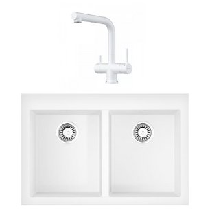 Omoikiri (мойка BOSEN 80-2-WH + смеситель TAKAMATSU-S PW) фото