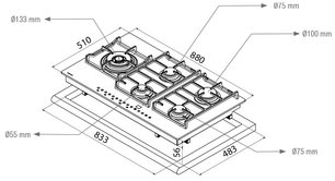Варочная панель Пандо PGA-4490 фото 3 Варочная панель Pando PGA-4490 фото 3