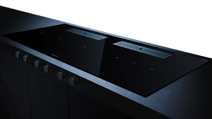 Индукционная варочная поверхность с вытяжкой Kuppersbusch с чёрными ручками KMI 12850.0 SR-S Stainless steel фото 3