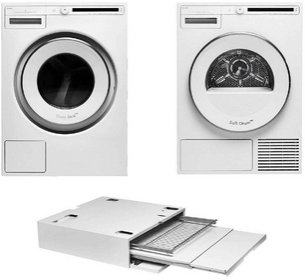 Asko Classic 5 (стиральная машина W2084.W/3 + сушильная машина T208C.W + выдвижная полка с корзиной HDB1153W) фото