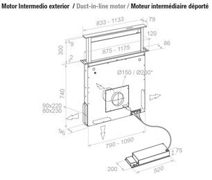 Встраиваемая в столешницу вытяжка Пандо E-320/90 INOX V.950 SEC фото 4 Встраиваемая в столешницу вытяжка Pando E-320/90 INOX V.950 SEC фото 4