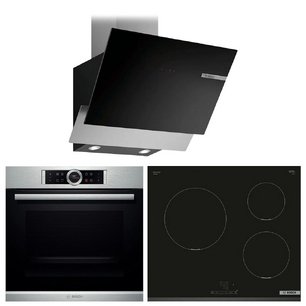 Bosch (варочная панель PUC631BB5E + духовой шкаф HBG 634BS1 + вытяжка DWK66AJ60T) фото