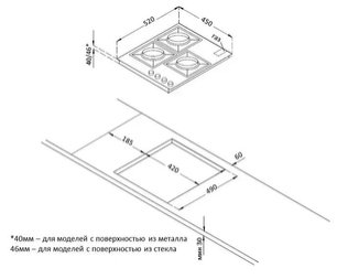 Газовая стеклянная варочная панель Кертинг HGG 4825 CTN фото 4 Газовая стеклянная варочная панель Korting HGG 4825 CTN фото 4