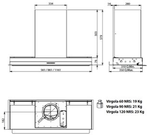 Встраиваемая вытяжка Фалмек VIRGOLA TOUCH NRS 120 фото 2 Встраиваемая вытяжка Falmec VIRGOLA TOUCH NRS 120 фото 2