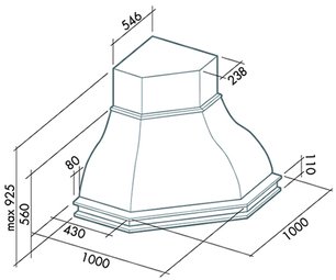 Вытяжка Фалмек Iris Tulip ANG (1000) S мореный дуб фото 3 Вытяжка Falmec Iris Tulip ANG (1000) S мореный дуб фото 3