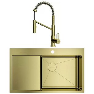 Omoikiri (мойка AKISAME 86 SIDE LG-R + смеситель MIKAWA 2 PLUS-SB LG) фото