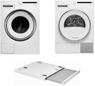 Asko Classic 7 (стиральная машина W2084.W/3 + сушильная машина T208C.W + выдвижная полка HSS1053W) фото