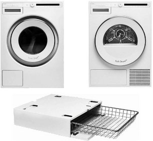 Asko Classic 9 (стиральная машина W2084.W/3 + сушильная машина T208C.W + выдвижная корзина HB1153W) фото