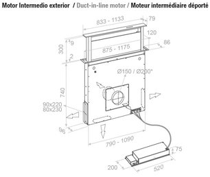 Встраиваемая в столешницу вытяжка Пандо E-320/120 INOX V.950 SEC фото 4 Встраиваемая в столешницу вытяжка Pando E-320/120 INOX V.950 SEC фото 4