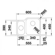 Мойка Blanco SUPRA 340/180-U клапан-автомат, чаша слева полированная нержавеющая сталь фото 3