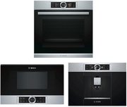 Bosch (духовой шкаф HSG636BS1 + кофемашина CTL636ES1 + микроволновая печь BFR634GS1)