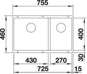Мойка Бланко SUBLINE 430/270-U с отводной арматурой InFino® черный фото 4 Мойка Blanco SUBLINE 430/270-U с отводной арматурой InFino® черный фото 4