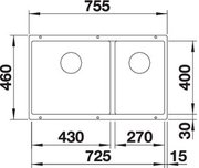 Мойка Бланко SUBLINE 430/270-U с отводной арматурой InFino® антрацит фото 3 Мойка Blanco SUBLINE 430/270-U с отводной арматурой InFino® антрацит фото 3